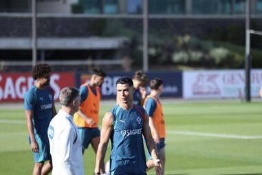 Jogadores da Seleção Nacional a treinar na Cidade do Futebol, em Oeiras