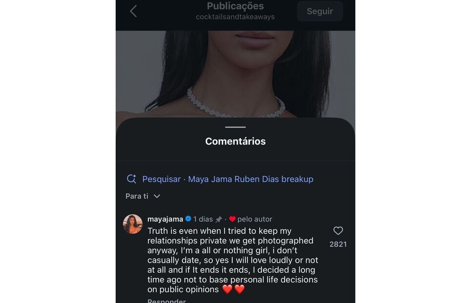 Maya Jama quebra o silêncio sobre o fim da relação com Rúben Dias