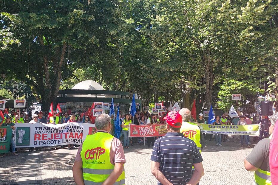 Em dia de greve geral, trabalhadores concentram-se em Viseu na luta contra o pacote laboral