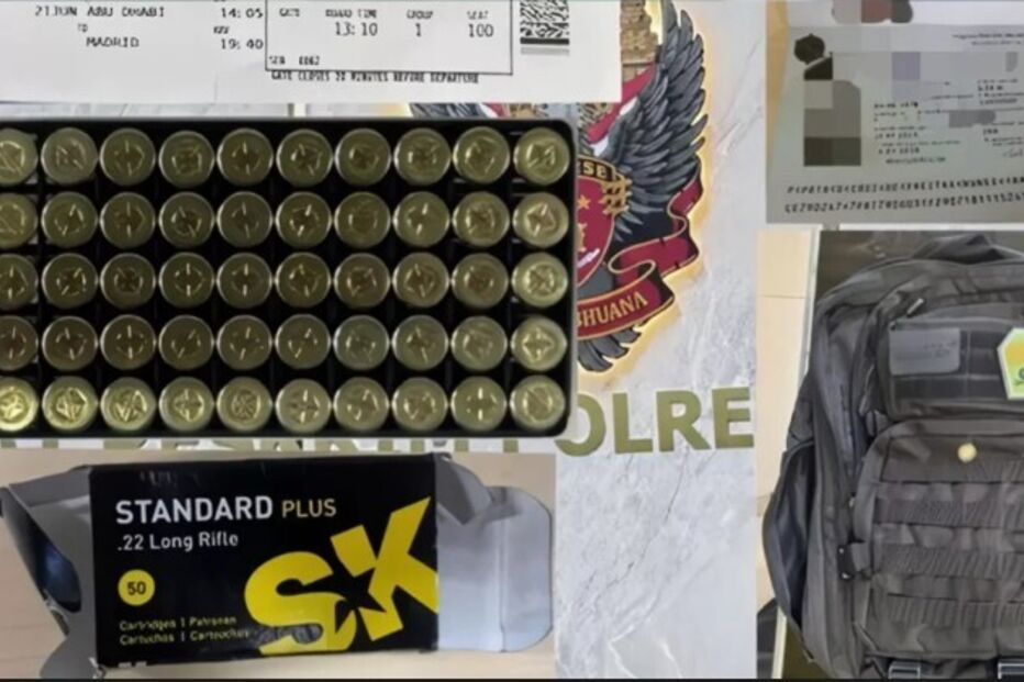 As munições e a mochila em que estavam