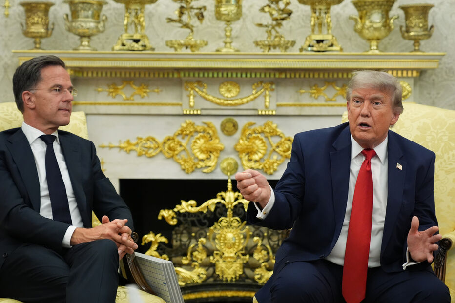 O presidente Donald Trump reúne-se com o secretário-geral da NATO, Mark Rutte, no Salão Oval da Casa Branca, na quarta-feira, 24 de junho de 2026, em Washington