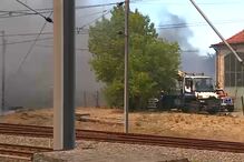 Incêndio deflagra na estação de comboios de Nine, em Famalicão. Circulação está cortada