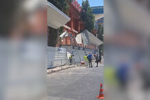 Queda de tijolos de cimento para a via pública deixa avós e neto feridos junto ao Centro Comercial Colombo