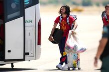 Seleção espanhola à chegada a Madrid após vencer Mundial