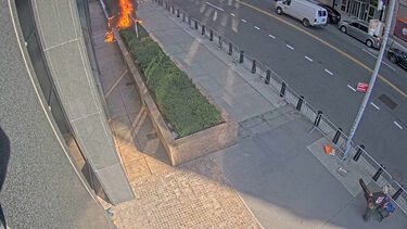 Videovigilância mostra veterano do exército a lançar fogo de artifício e atear fogo junto a edifício do FBI e do ICE