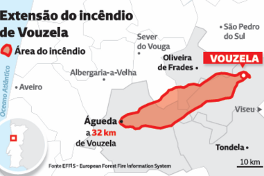 Extensão do incêndio em Vouzela 
