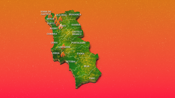 Este é o ponto de situação dos incêndios em Portugal. Veja o mapa