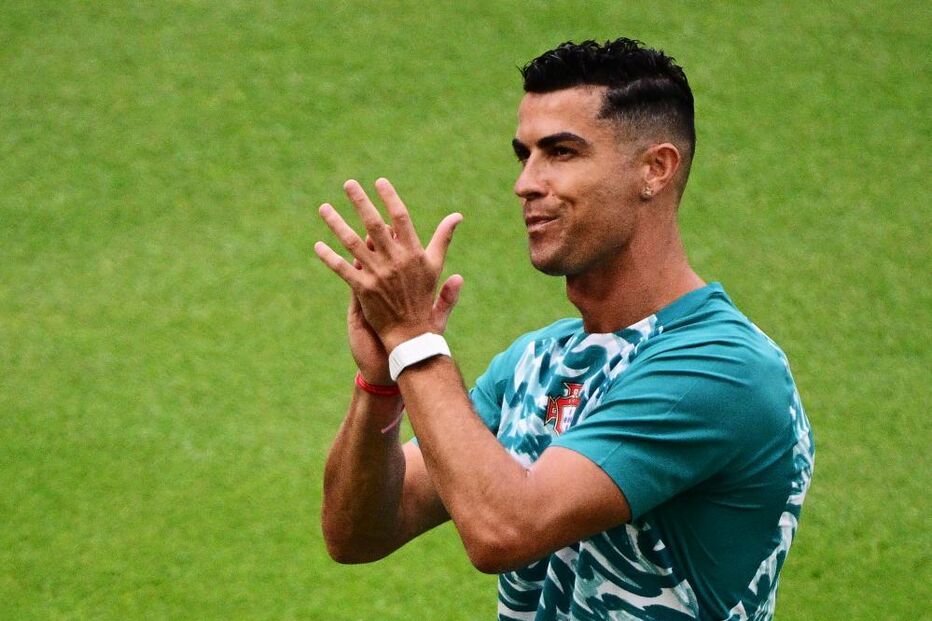 Ronaldo durante aquecimento antes do jogo Portugal-Croácia