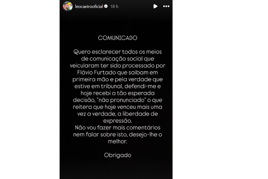Léo Caeiro ganha processo contra Flávio Furtado