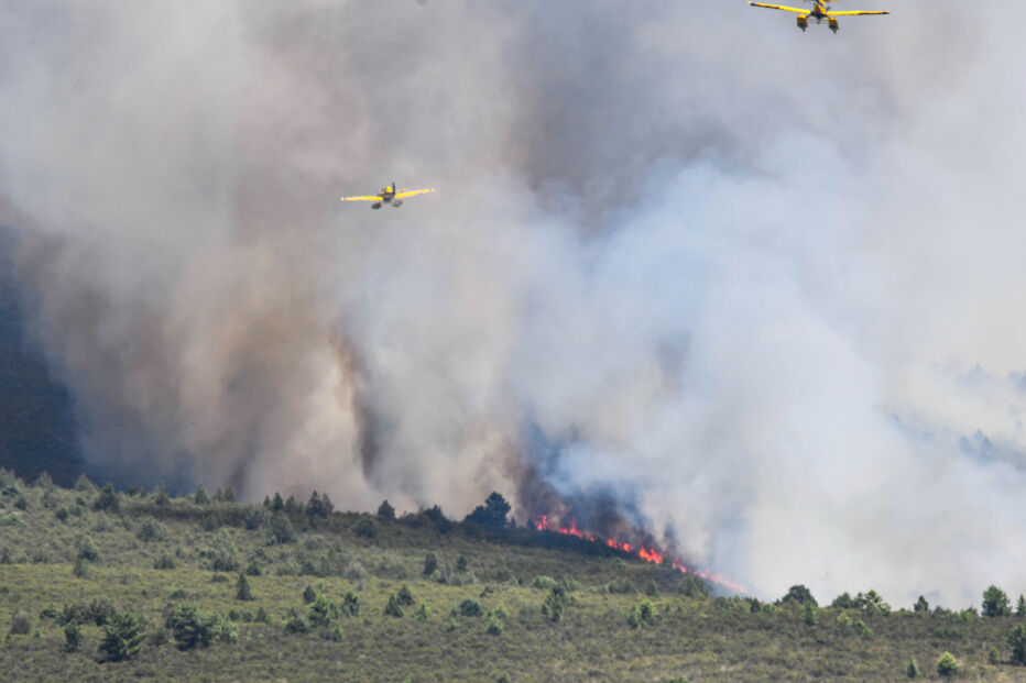 Dois aviões combatem incêndio florestal a norte de Madrid, com mais de 12 mil hectares destruídos