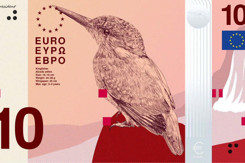 Euro com novo design apresenta o martim-pescador Alcedo atthis