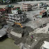 Images de drone de la CMTV montrant la trace de destruction dans la province népalaise de Bagmati après une crue