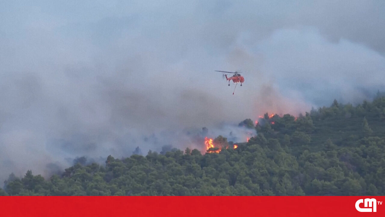 <![CDATA[ Bombeiros combatem incêndio florestal na Grécia ]]>