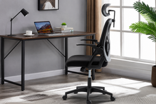 Cadeira de escritório ergonómica Symino com apoio lombar e cabeça ajustável