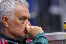 Real Madrid's head coach Jose Mourinho looks on ahead of
