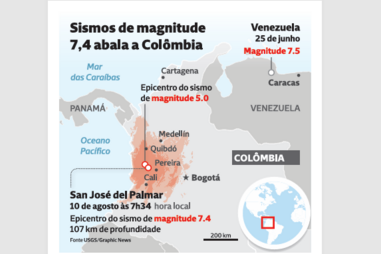 Sismo de magnitude 7.4 abala a Colômbia