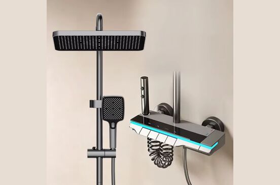 Conjunto de chuveiro termostático com ecrã LED