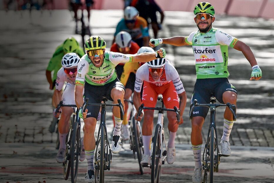 Leangel Lineraz celebra vitória na terceira etapa da Volta