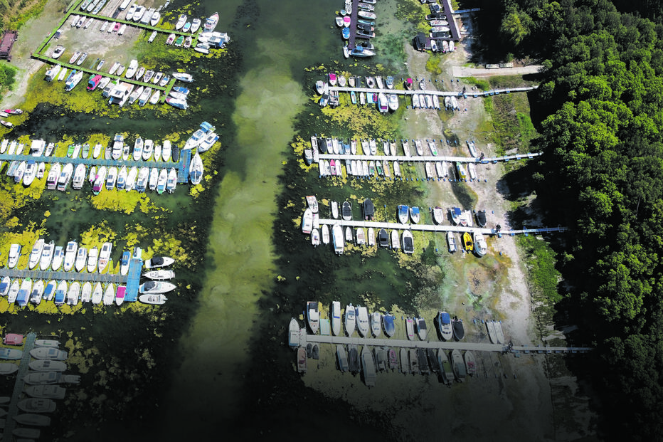 Barcos estão em terra devido à queda do nível da água no Danúbio, em Novi Sad, na Sérvia