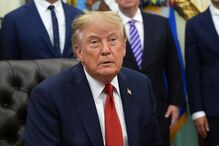 President Donald Trump listens during an event about healthcare in