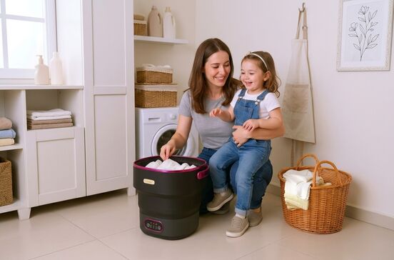 Mini máquina de lavar roupa prática e dobrável