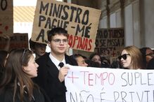 Estudantes da Universidade de Coimbra durante a manifestação contra a