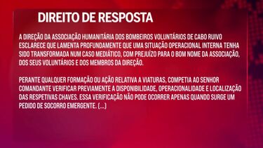Direito de resposta da Direção da Associação Humanitária dos Bombeiros Voluntários de Cabo Ruivo