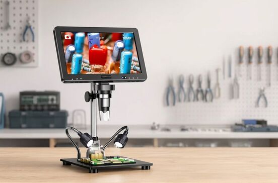 Microscópio digital com ecrã de 10,1 polegadas