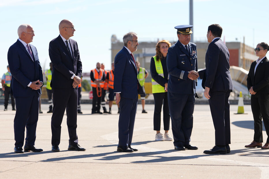 U.S. Secretary of State Marco Rubio is welcomed upon his arrival on Thursday, Oct. 8, 2026, at Lisbon Airport in