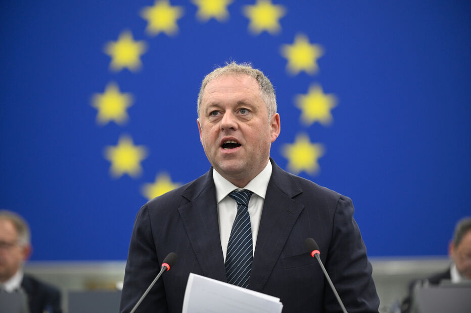 Irish Minister of State for European Affairs Thomas Byrne attends a joint debate ahead to the 15-16 October EU summit
