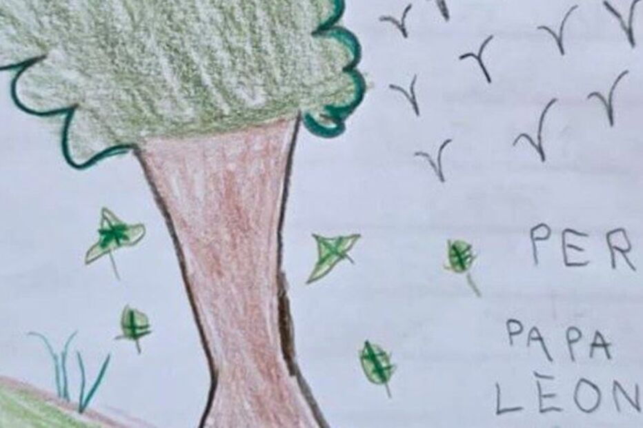 Um dos desenhos feitos pelas crianças para o Papa 