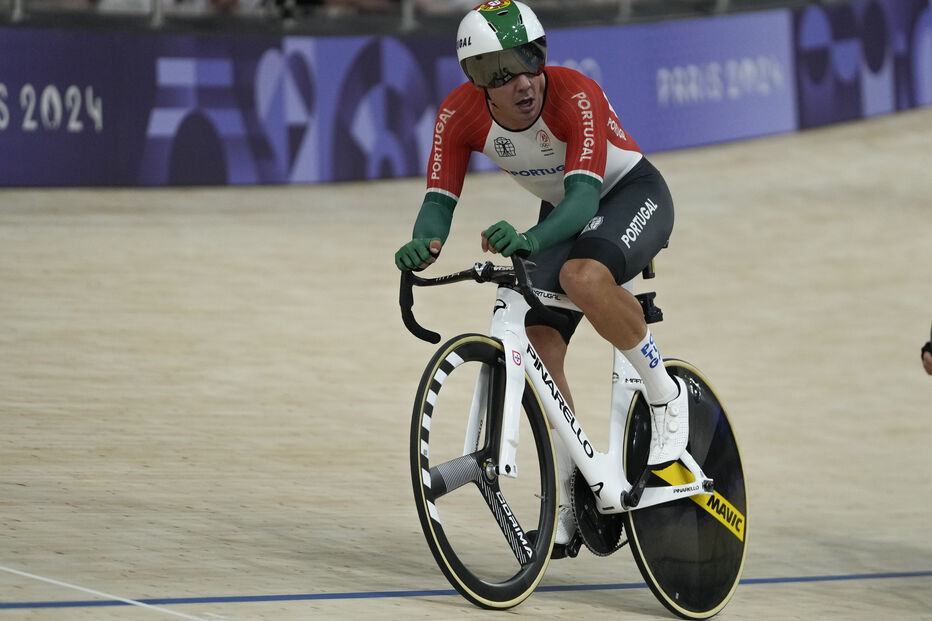 Iuri Leitao of Portugal competes on his way to win the silver medal in the men's omnium event, at the