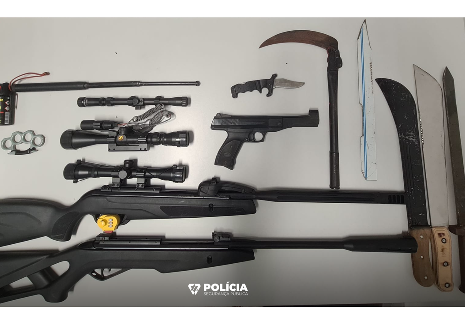 Armas de fogo, armas brancas e outros objetos apreendidos pela polícia