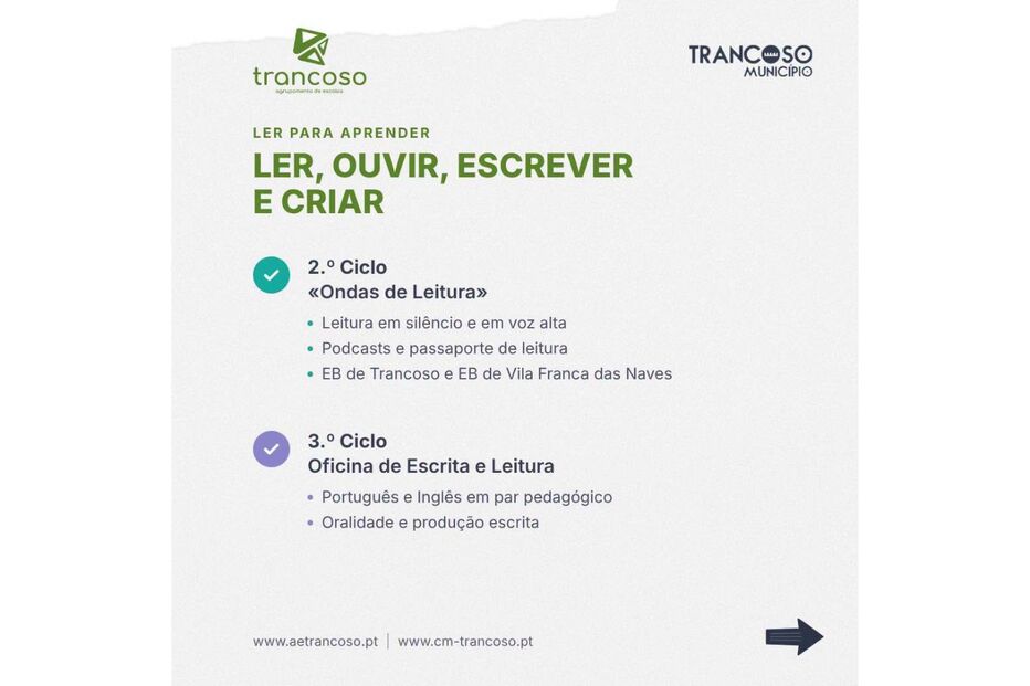 Município de Trancoso e Agrupamento de Escolas promovem leitura e escrita